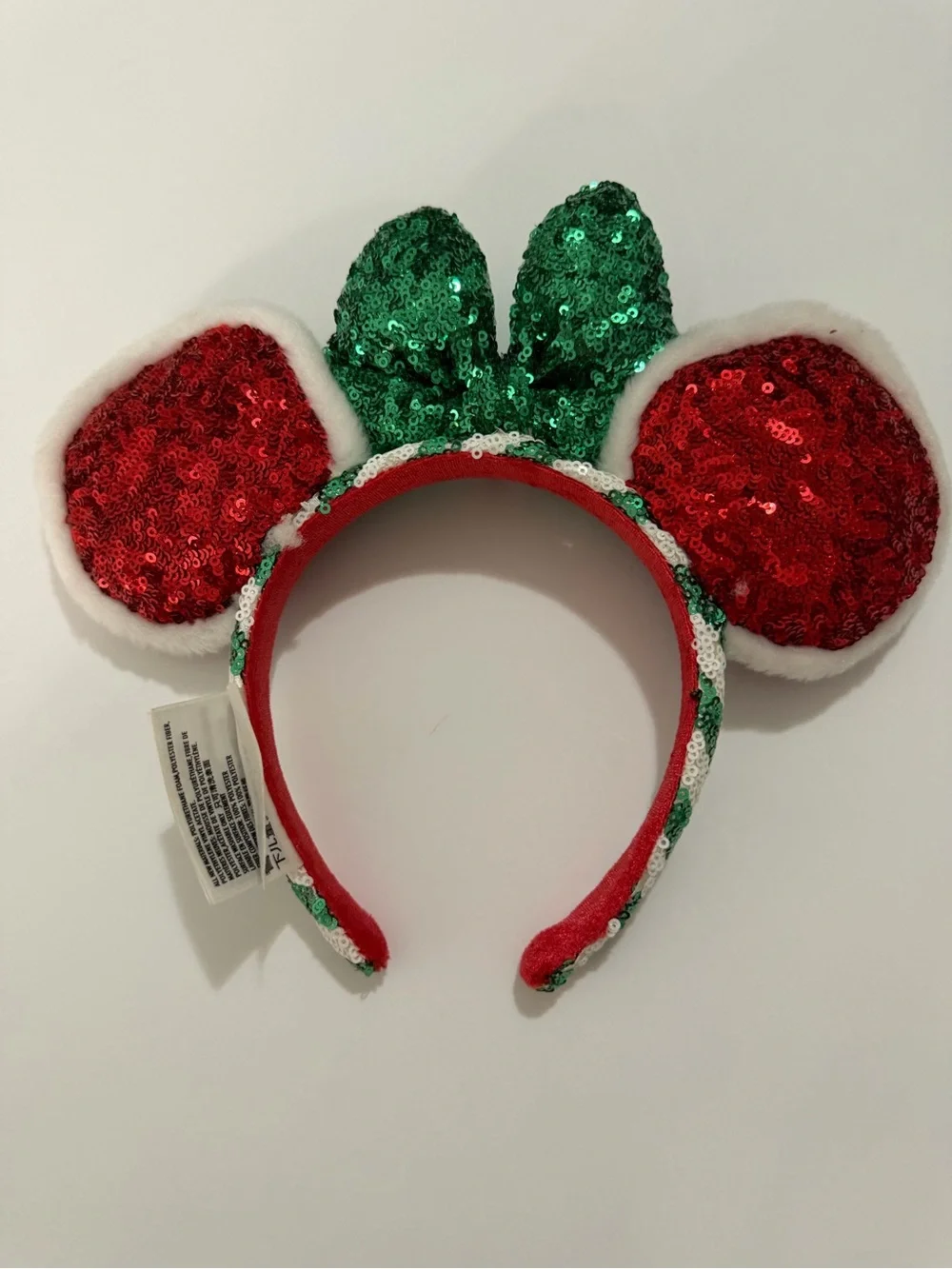 Disney Festive Sequin Minnie Ears Headband - Red, Green & White